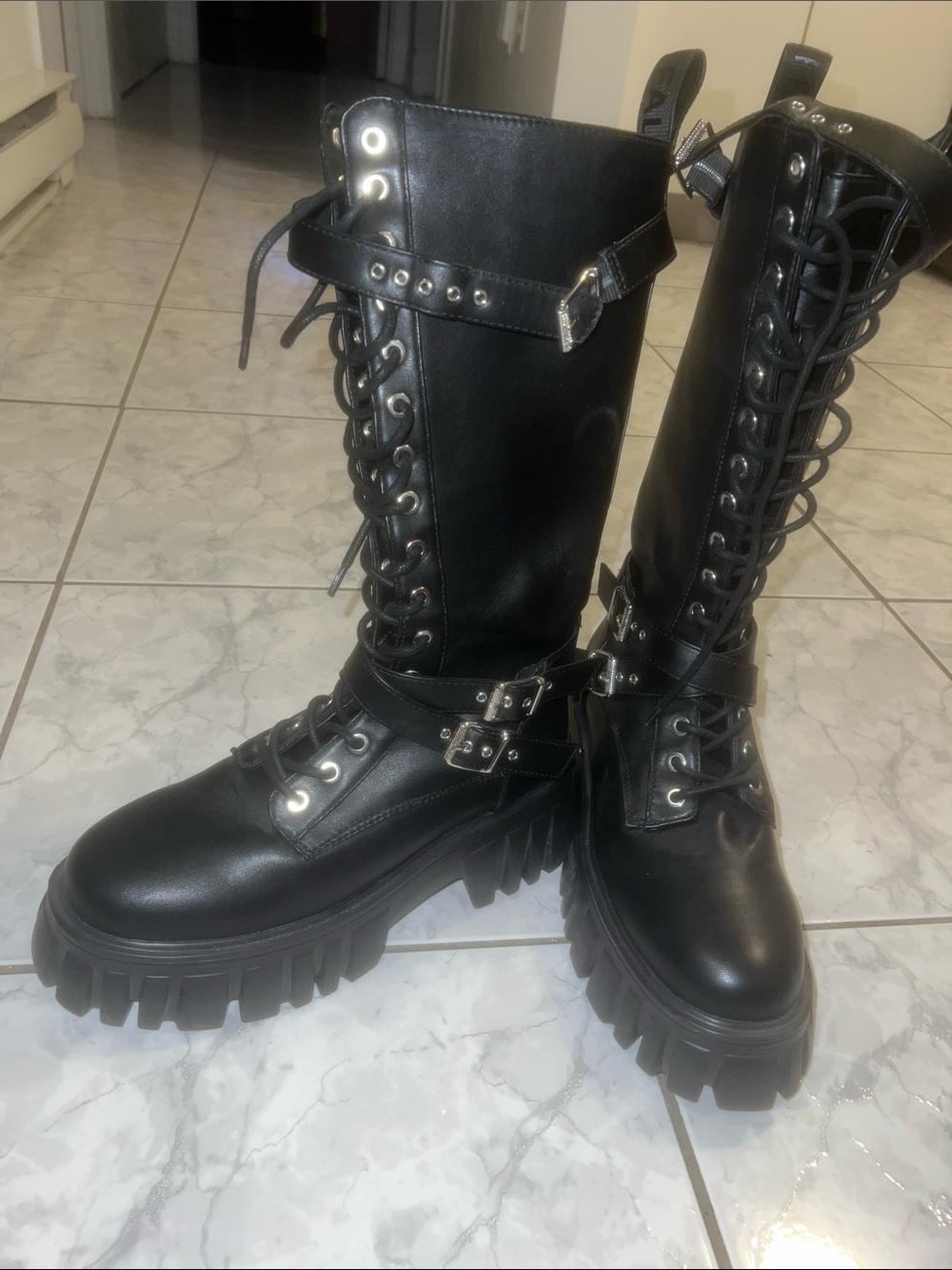 Buffalo Lace-Up Platform Combat Boots - Women's